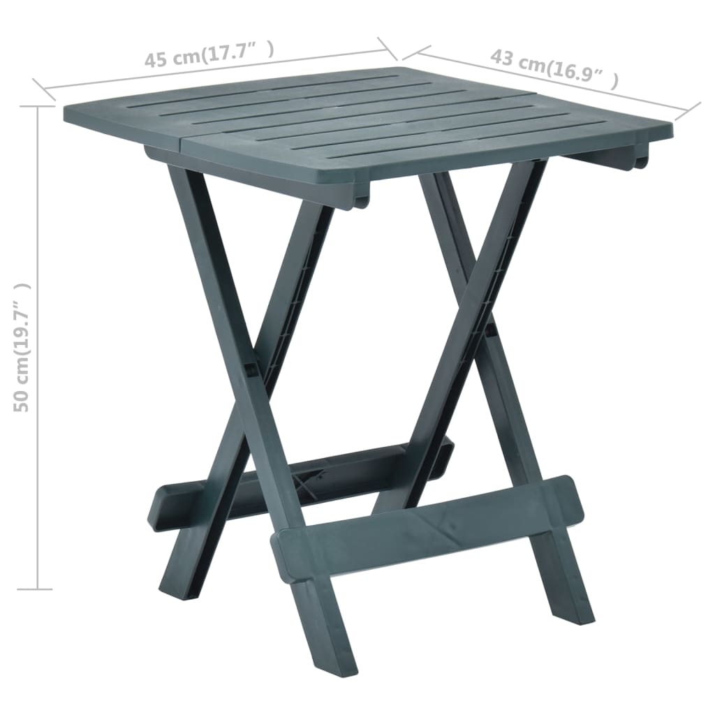 Foldbart havebord 45x43x50 cm plastik grøn - number 7.