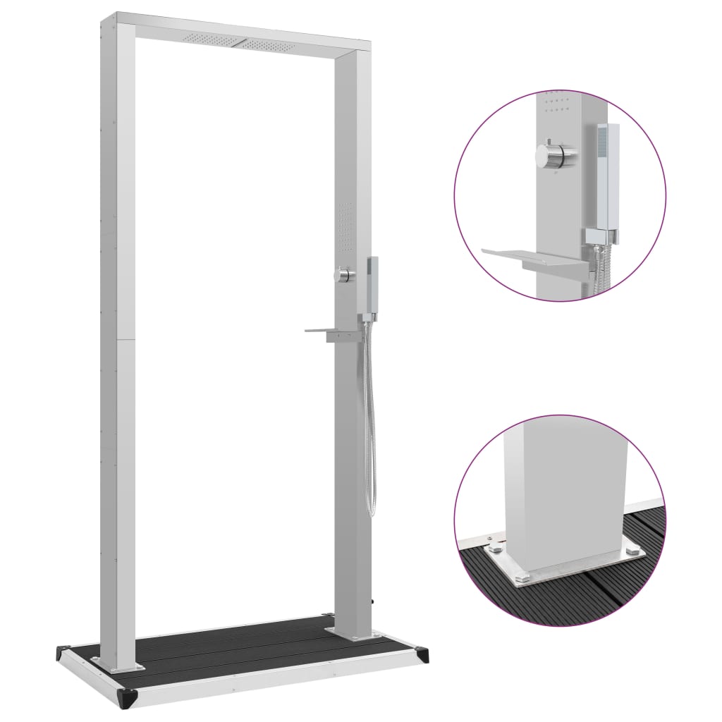 Udendørsbruser med bakke wpc rustfrit stål - number 1.