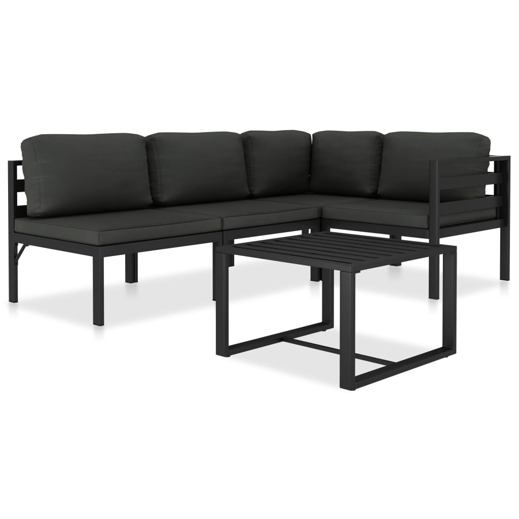 Loungesæt med hynder 5 dele aluminium antracitgrå - number 1.