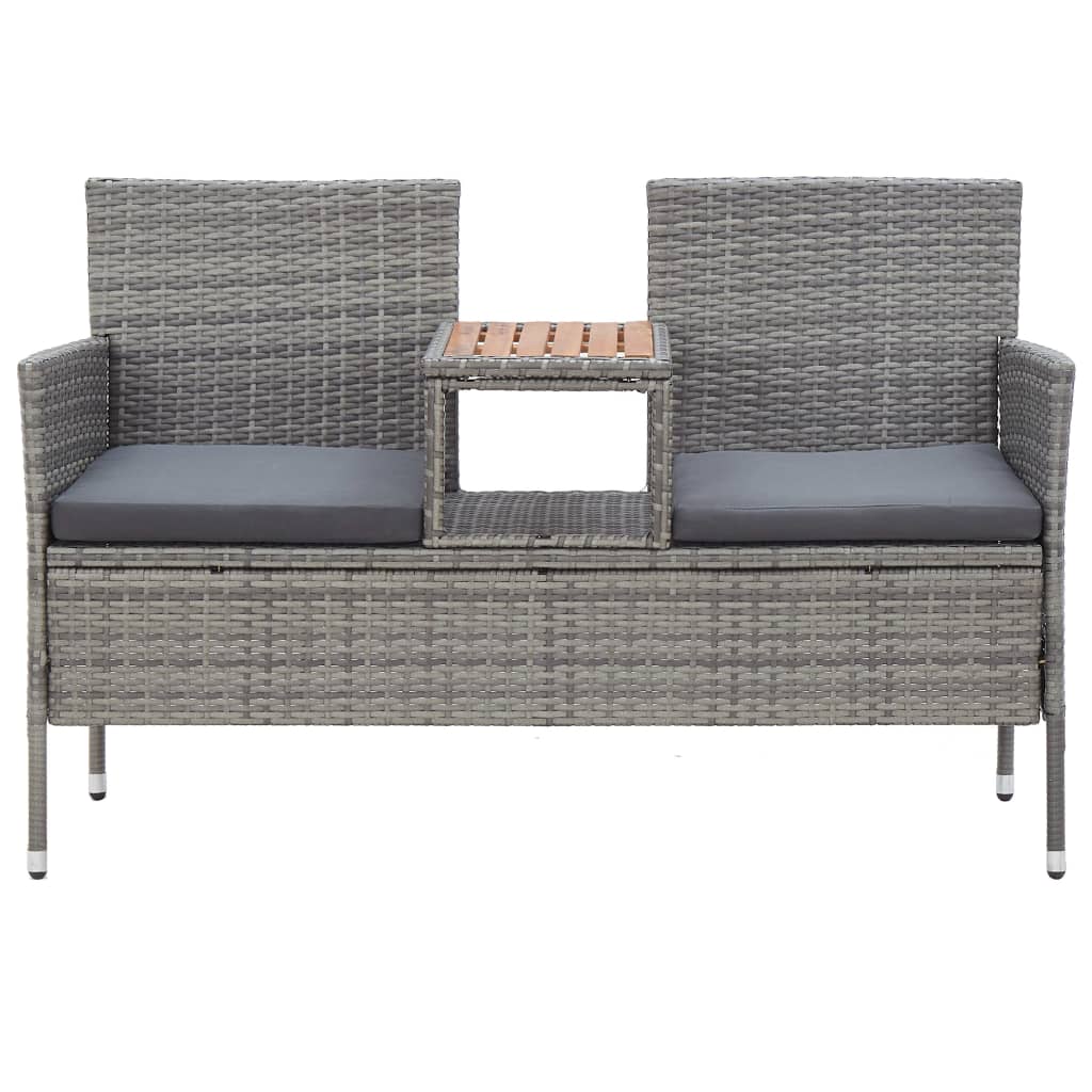 2-personers havebænk med tebord 143 cm polyrattan - grå, 1, 2 - number 2.