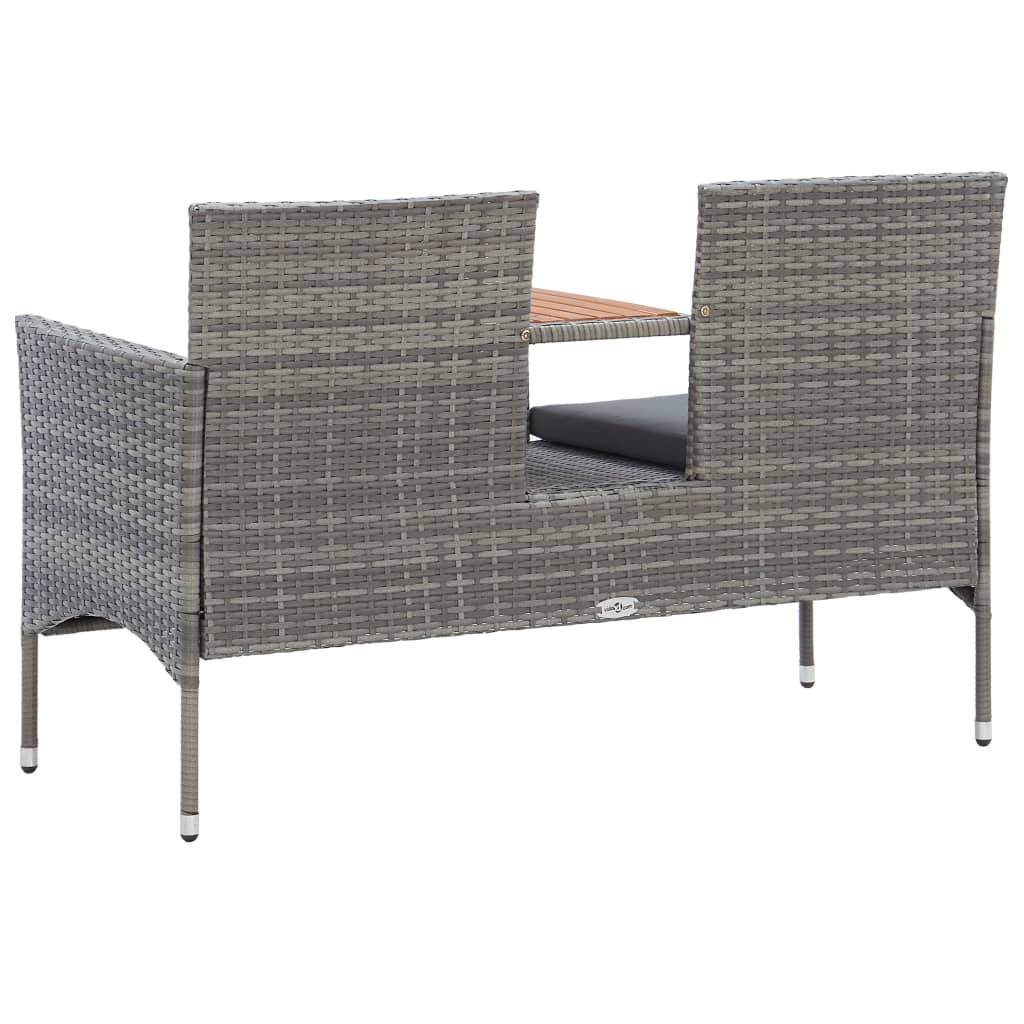 2-personers havebænk med tebord 143 cm polyrattan - grå, 1, 2 - number 4.