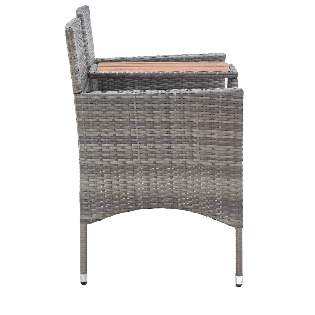 2-personers havebænk med tebord 143 cm polyrattan - grå, 1, 2 - number 3.