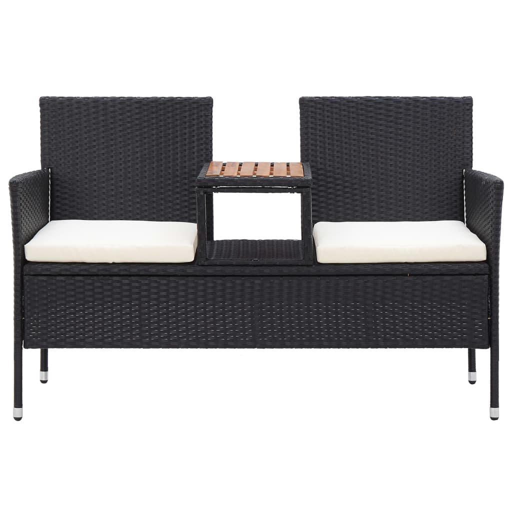 2-personers havebænk med tebord 143 cm polyrattan sort - number 2.