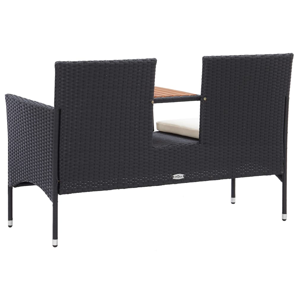 2-personers havebænk med tebord 143 cm polyrattan sort - number 4.