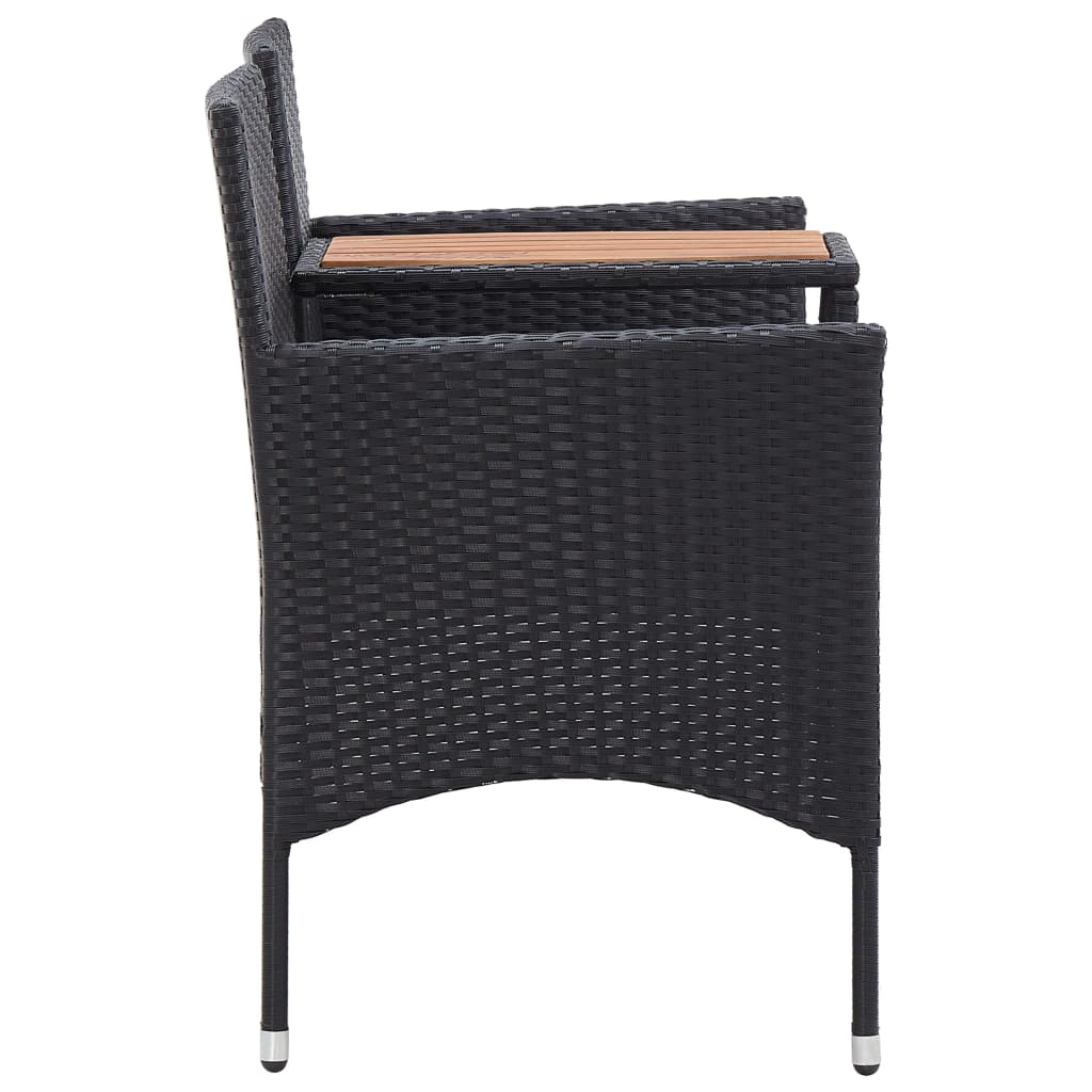2-personers havebænk med tebord 143 cm polyrattan sort - number 3.