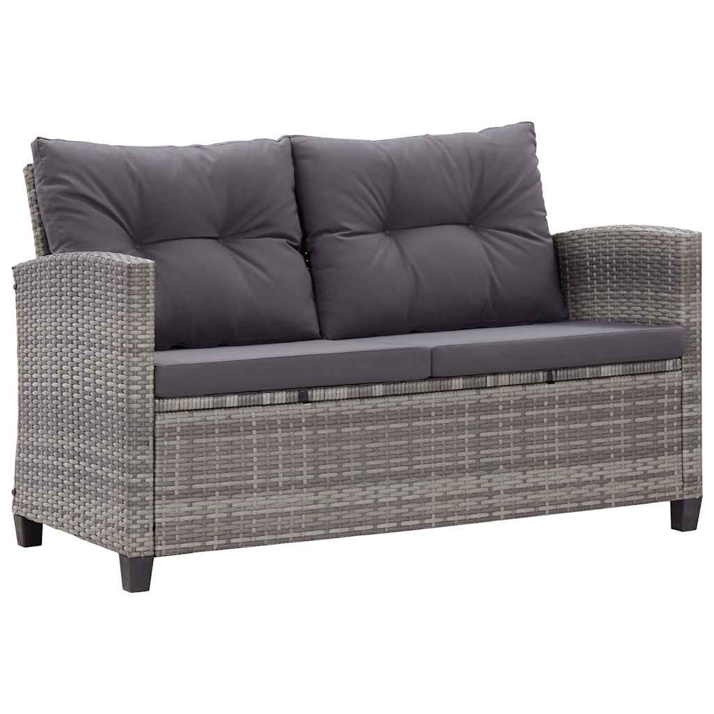 Topersoners havesofa med hynder 124 cm polyrattan grå - number 1.