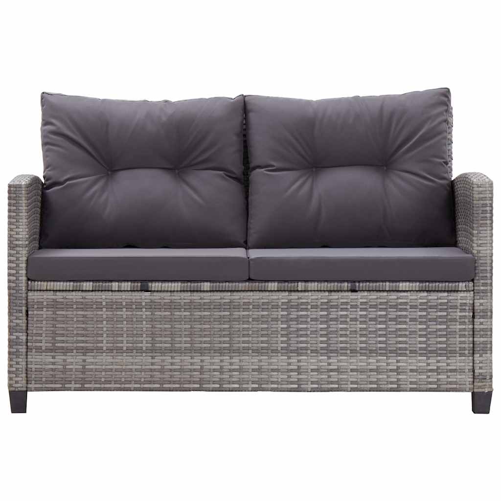 Topersoners havesofa med hynder 124 cm polyrattan grå - number 2.