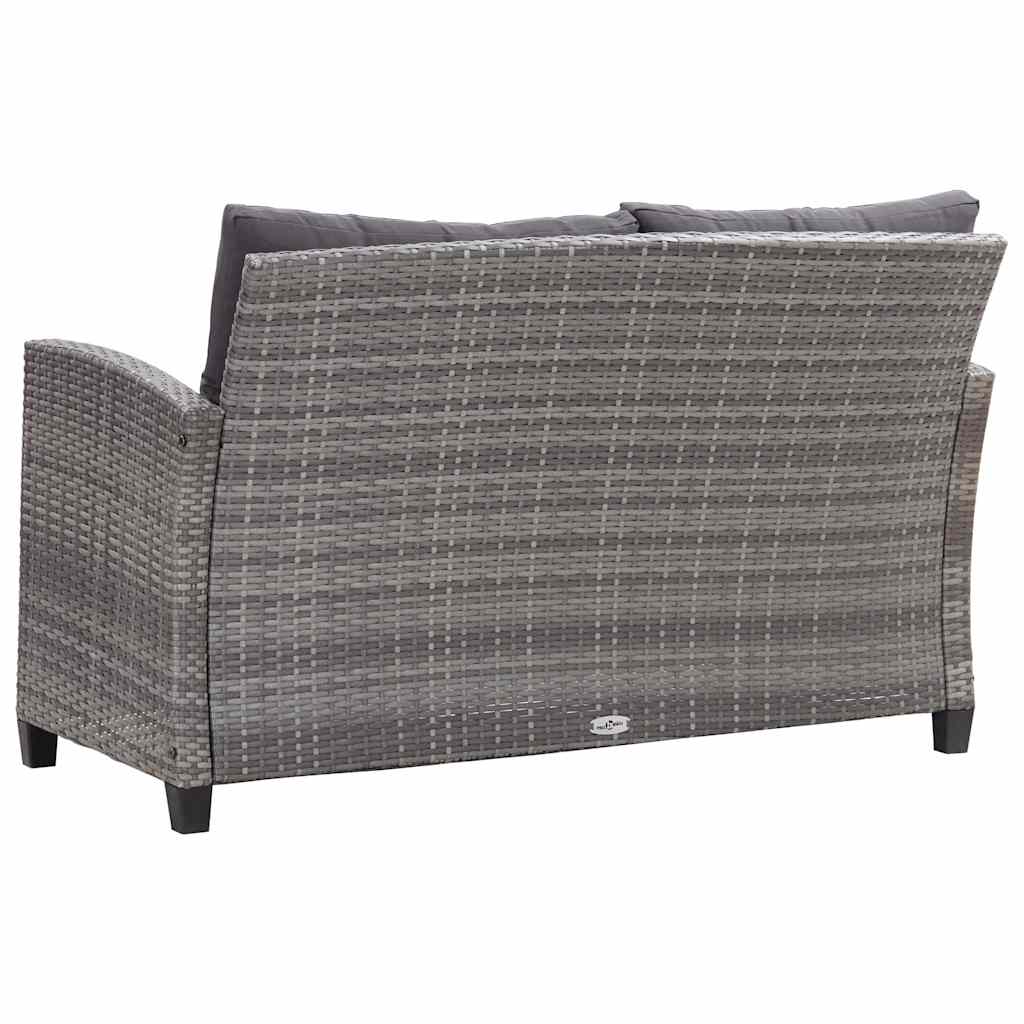 Topersoners havesofa med hynder 124 cm polyrattan grå - number 3.