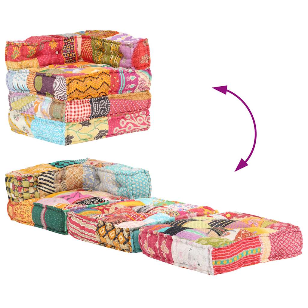 Pouf modulable en tissu patchwork - number 8.