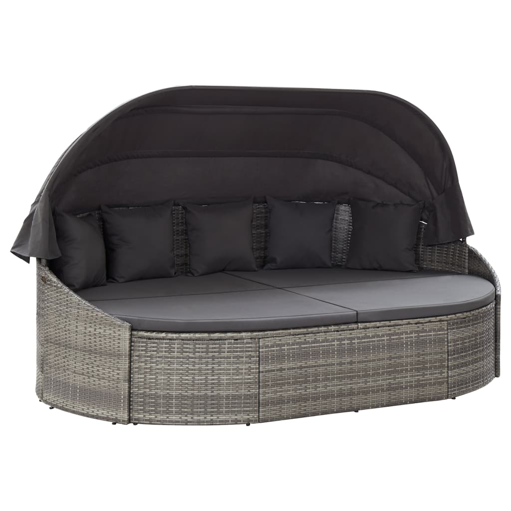 Solseng med baldakin polyrattan grå - number 1.