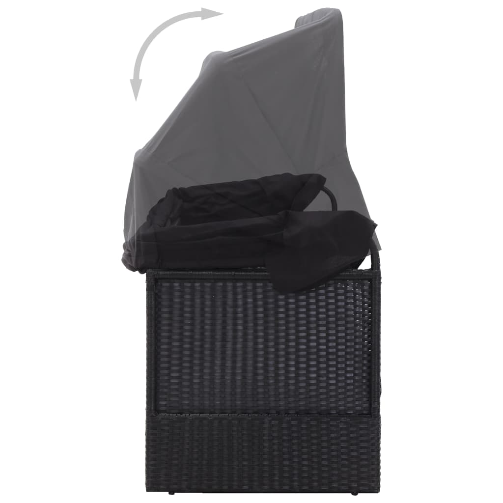 Ležaljka s baldahinom crna od poliratana - number 4.