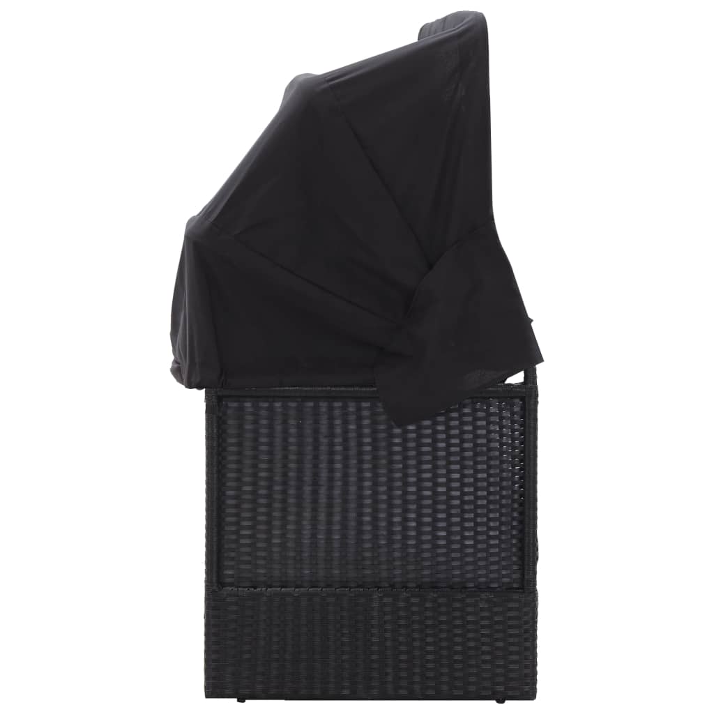 Ležaljka s baldahinom crna od poliratana - number 3.