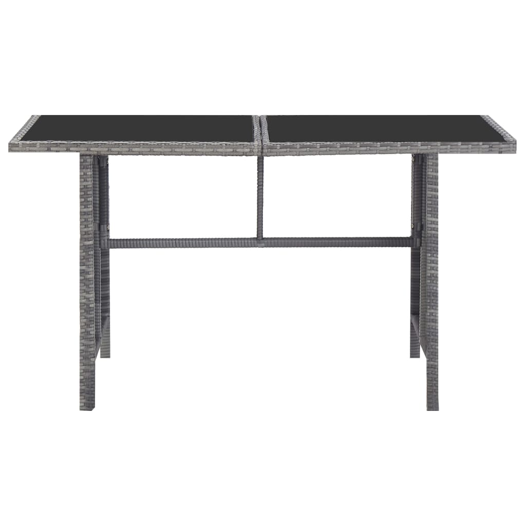 Udendørs spisebordssæt 5 dele med hynder polyrattan grå - number 3.
