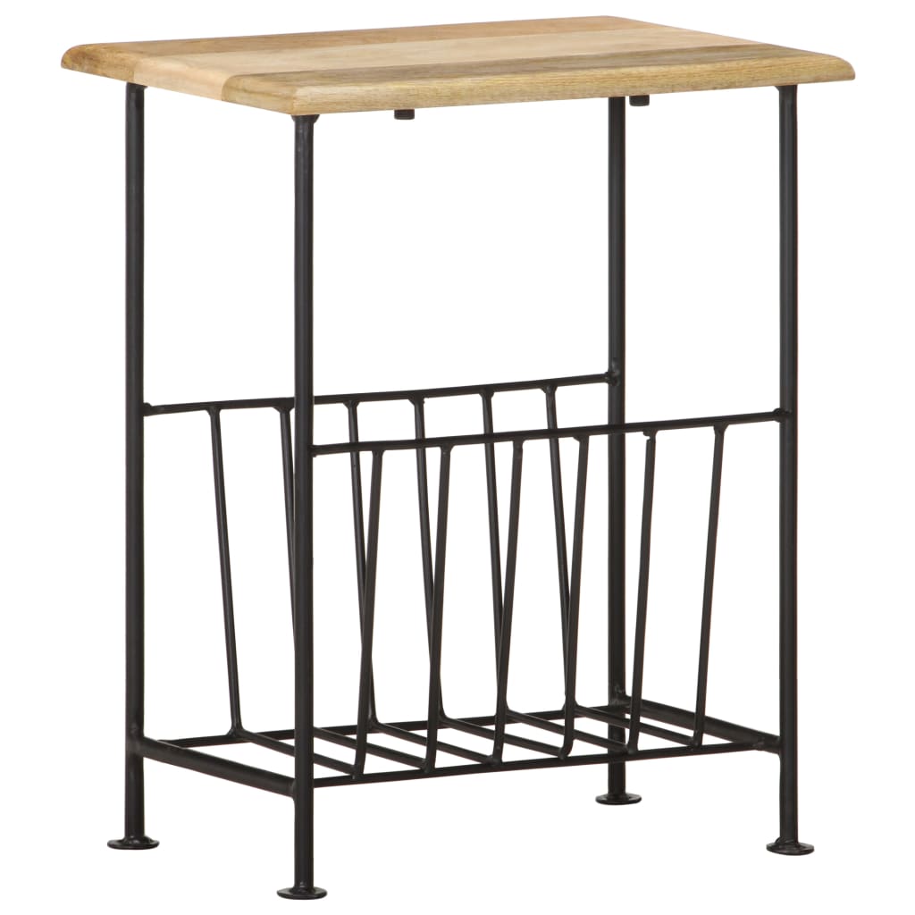 Magasinholder 40x30x50 cm massivt mangotræ og stål - number 8.