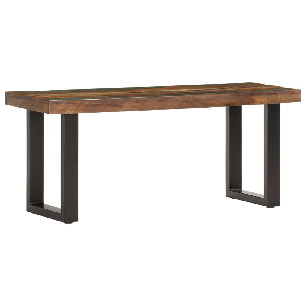 Bænk 110 cm massivt genbrugstræ og stål - number 1.