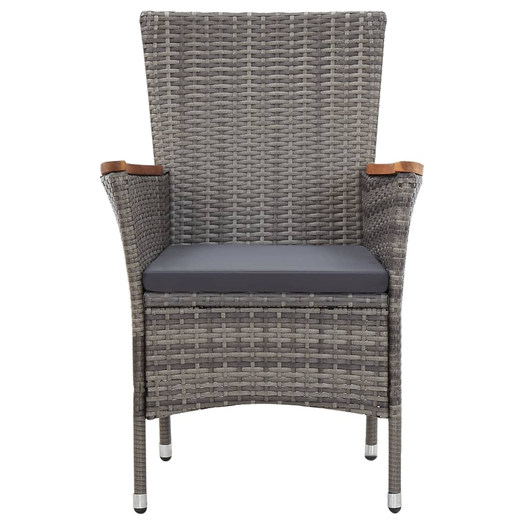 Spisebordssæt til haven 9 dele med hynder polyrattan grå - grå og brun, 190 cm bordlængde, 8 - number 5.