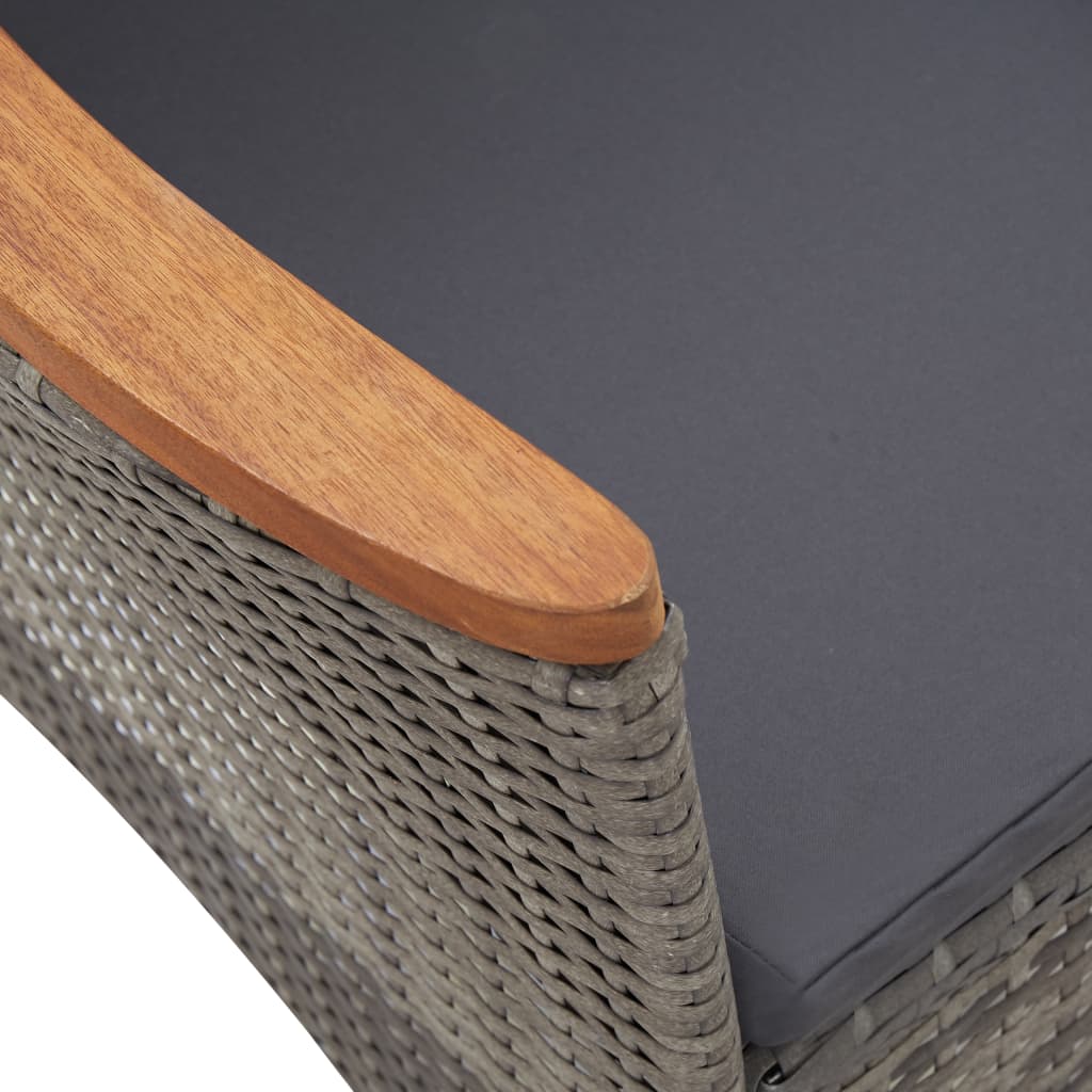 Spisebordssæt til haven 9 dele med hynder polyrattan grå - grå og brun, 190 cm bordlængde, 8 - number 9.