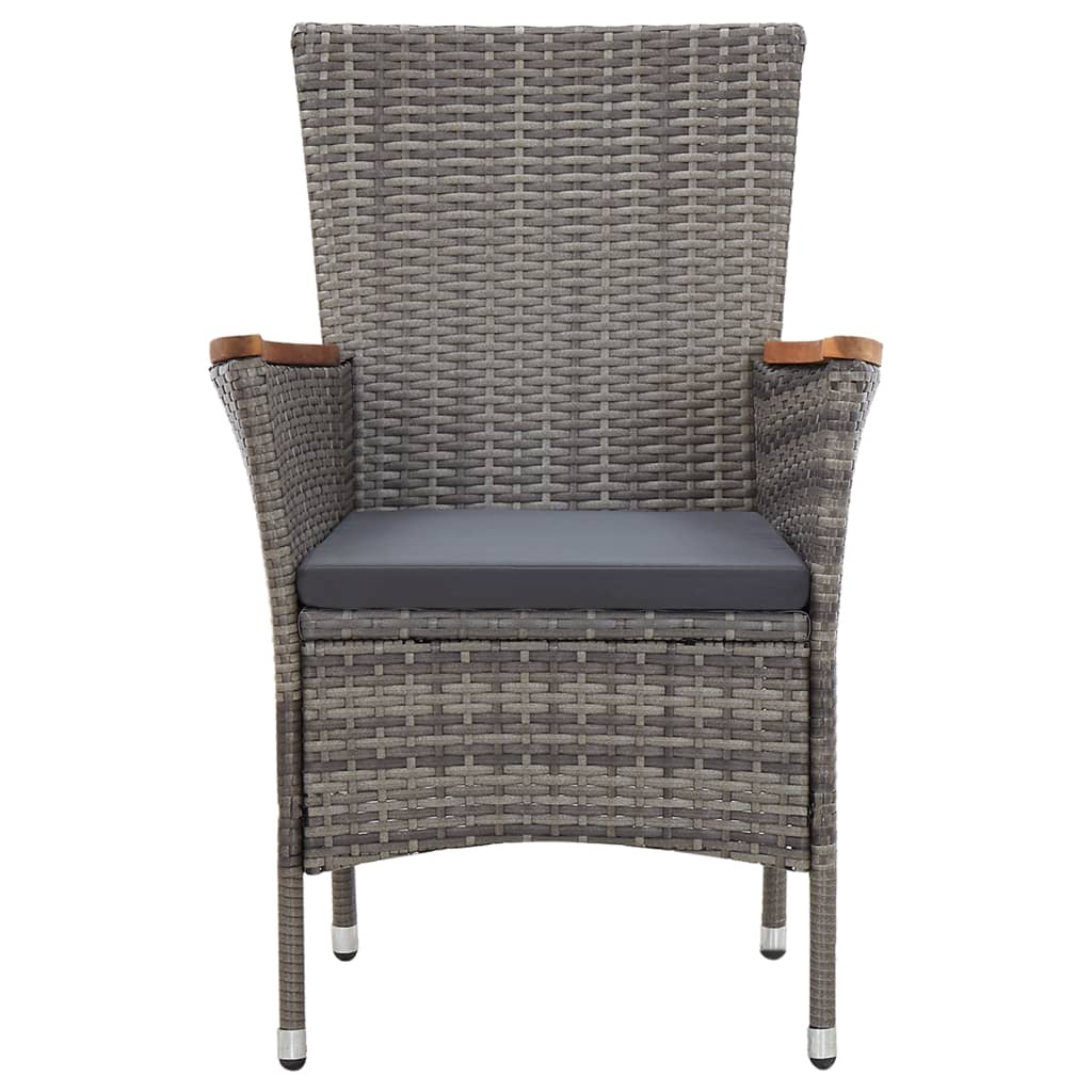 Jídelní stůl set na zahradu 5 dílů s polštáři polyratan šedý - number 6.