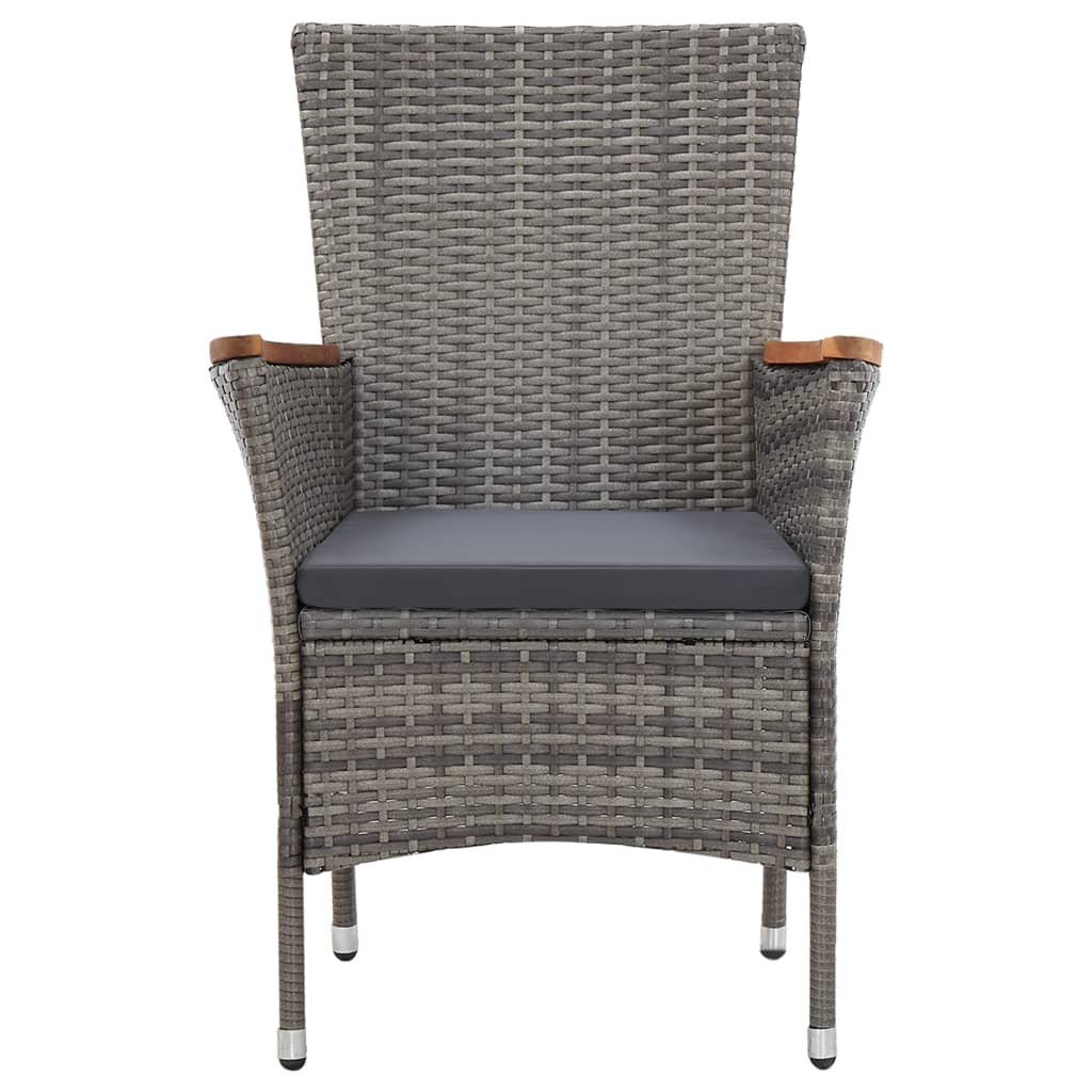 Zestaw ogrodowy do jadalni, 7 elementów, z poduszkami, polirattan, szary - szary i brązowy, długość stołu 150 cm, 6 szt. - number 7.