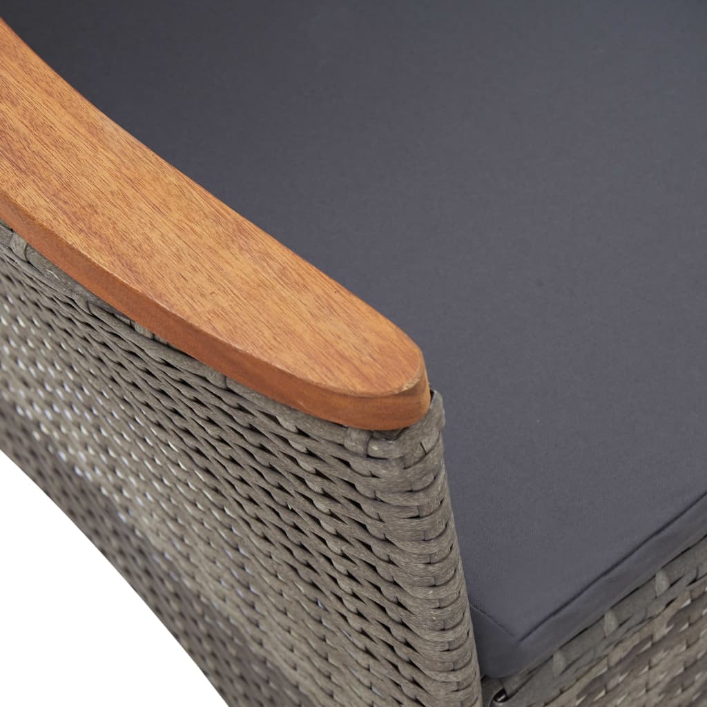 Zestaw ogrodowy do jadalni, 7 elementów, z poduszkami, polirattan, szary - szary i brązowy, długość stołu 150 cm, 6 szt. - number 10.