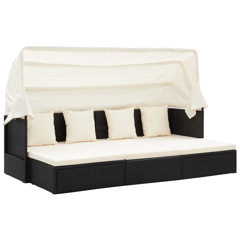 Solseng med baldakin polyrattan sort - number 1.