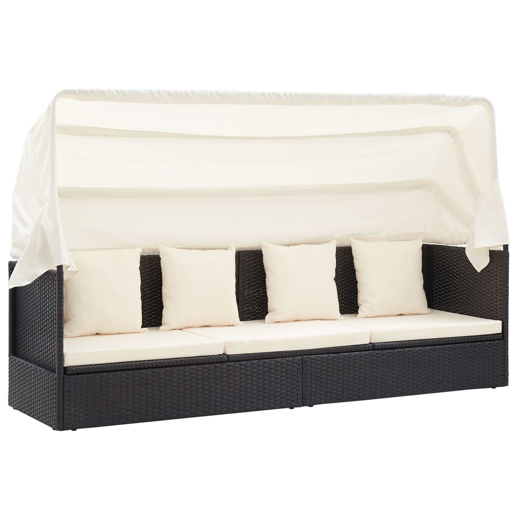 Solseng med baldakin polyrattan sort - number 5.