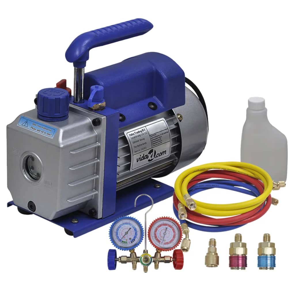 Ettrins-vakuumpumpe med tovejs-trykmålersæt med manifold - 120 w, 50 l/min., 2 5 cfm, 1/4 hk, 220 ml - number 1.