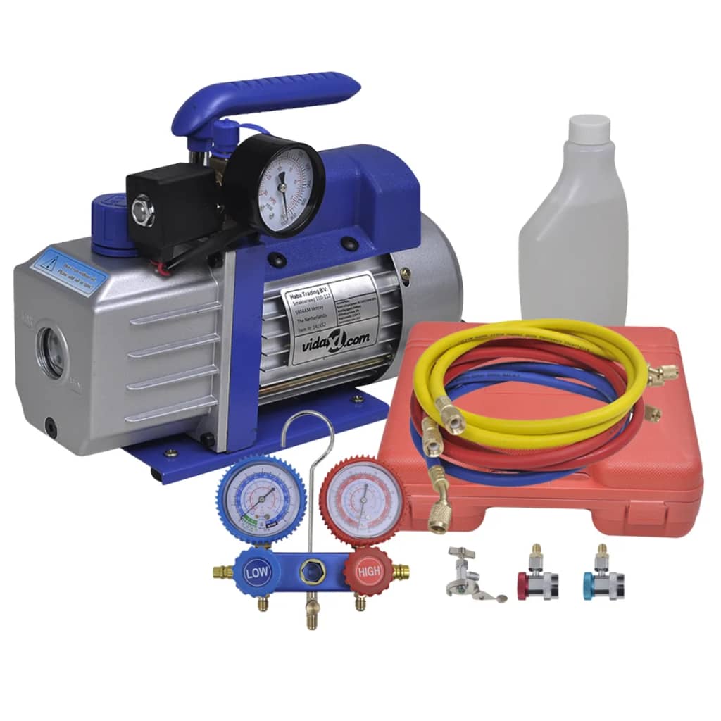 Ettrins-vakuumpumpe med tovejs-trykmålersæt med manifold - 250 w, 71 l/min, 3 5 cfm, 1/3 hk, 225 ml - number 1.