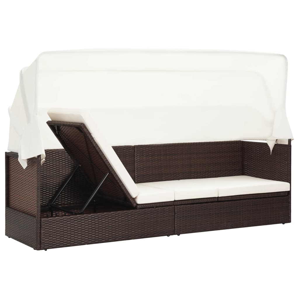 Garden sofa with canopy polyrattan - brown, 1 - number 4.