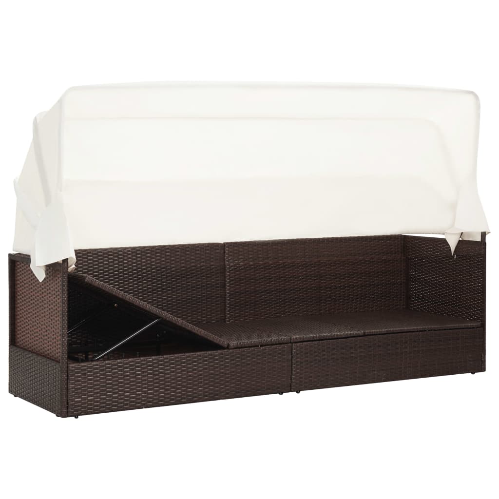 Garden sofa with canopy polyrattan - brown, 1 - number 3.