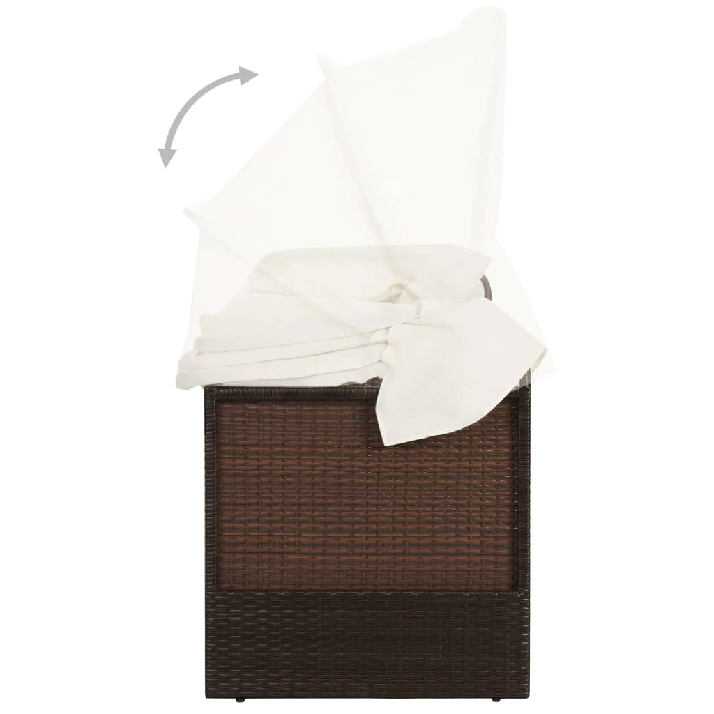 Garden sofa with canopy polyrattan - brown, 1 - number 6.