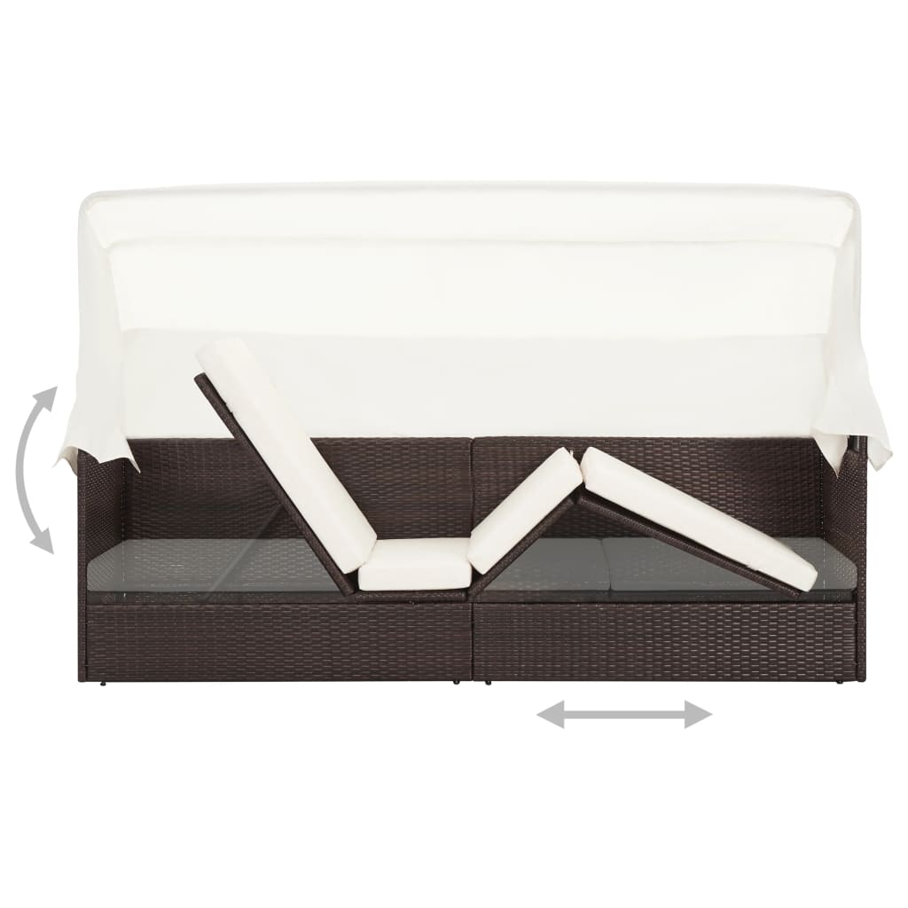 Garden sofa with canopy polyrattan - brown, 1 - number 5.