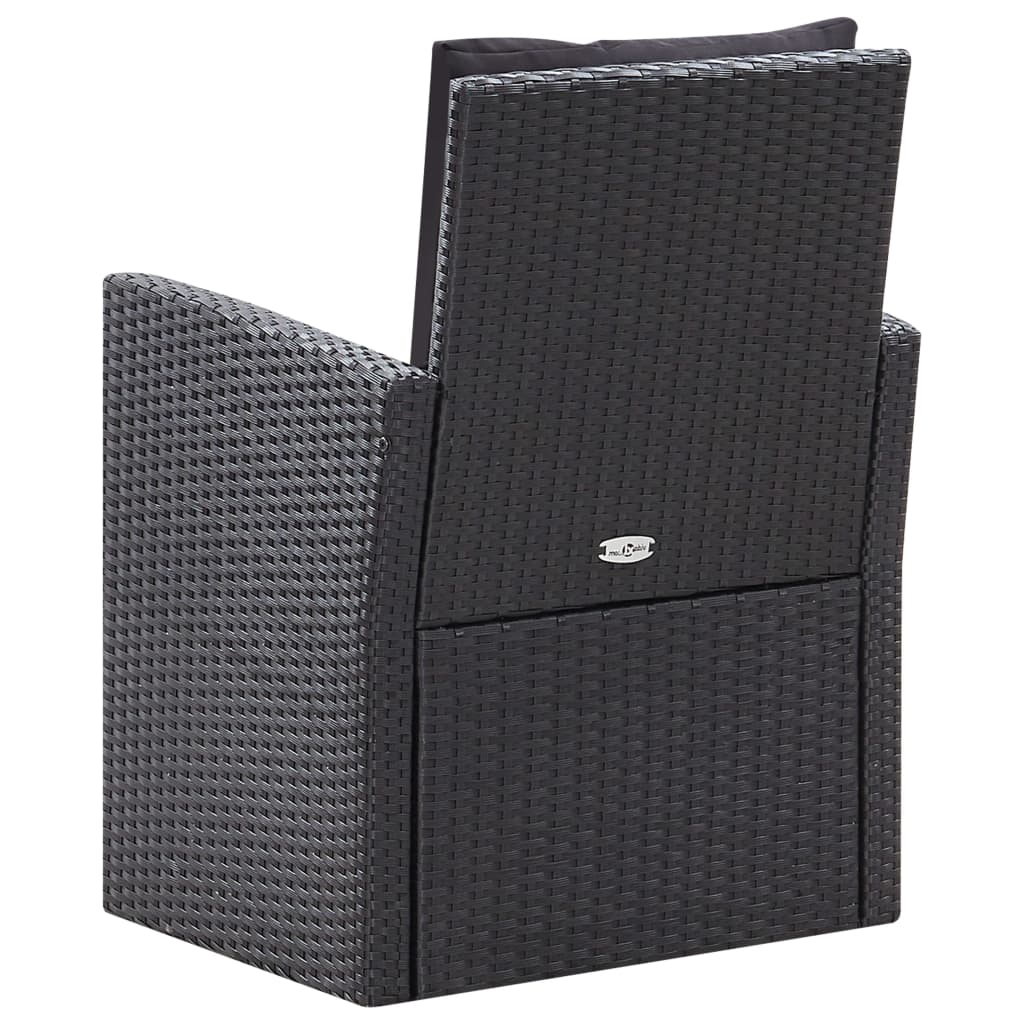Loungesæt til haven 6 dele med hynder polyrattan sort - number 8.