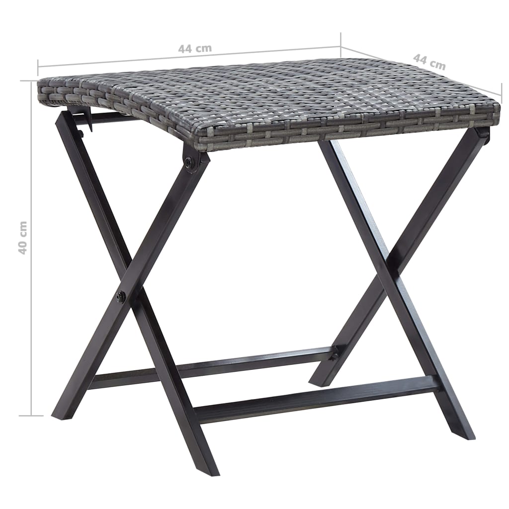 Foldbar taburet polyrattan grå - number 6.