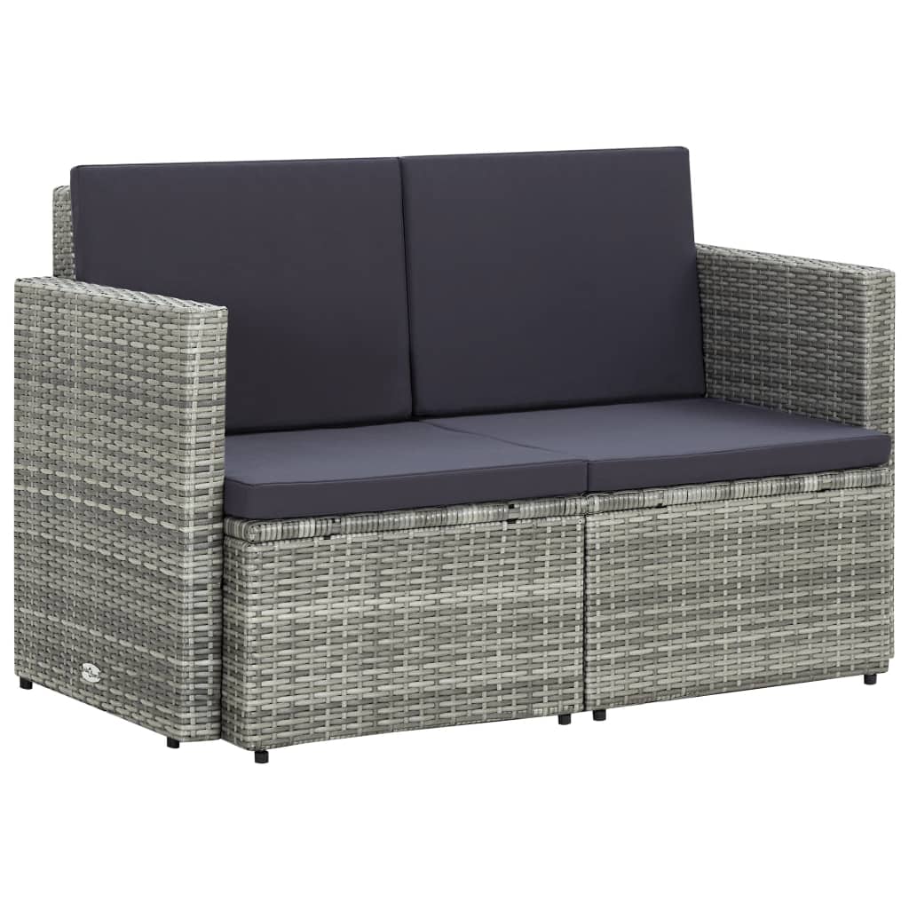2-personers havesofa med hynder polyrattan - grå, 1 - number 1.