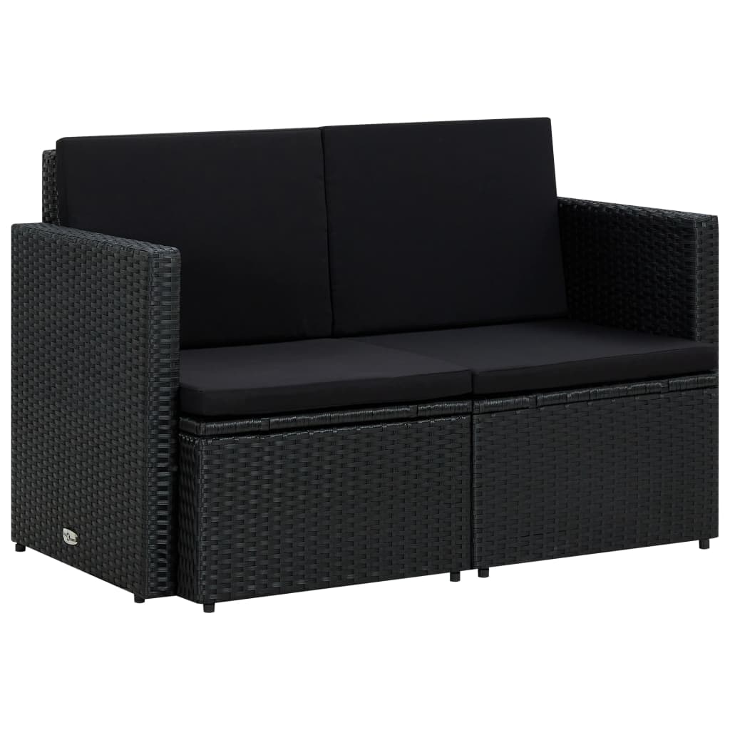 2-personers havesofa med hynder polyrattan sort - number 1.