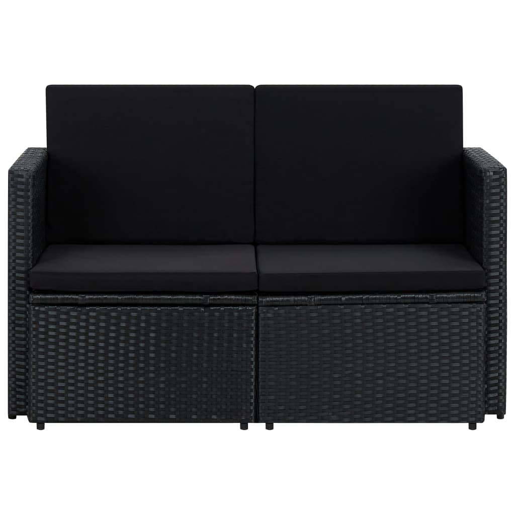 2-personers havesofa med hynder polyrattan sort - number 2.