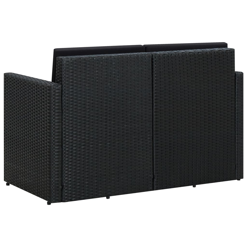 2-personers havesofa med hynder polyrattan sort - number 4.