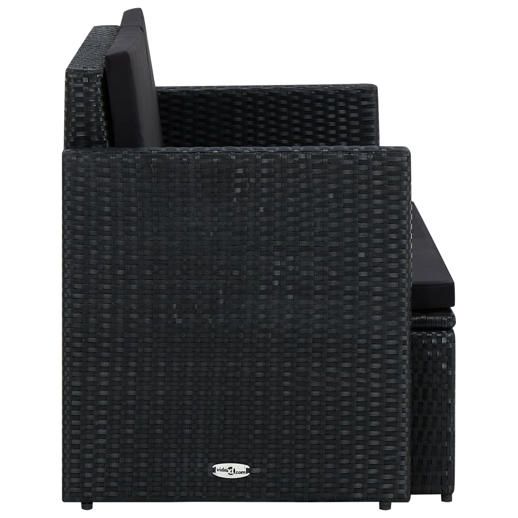 2-personers havesofa med hynder polyrattan sort - number 3.