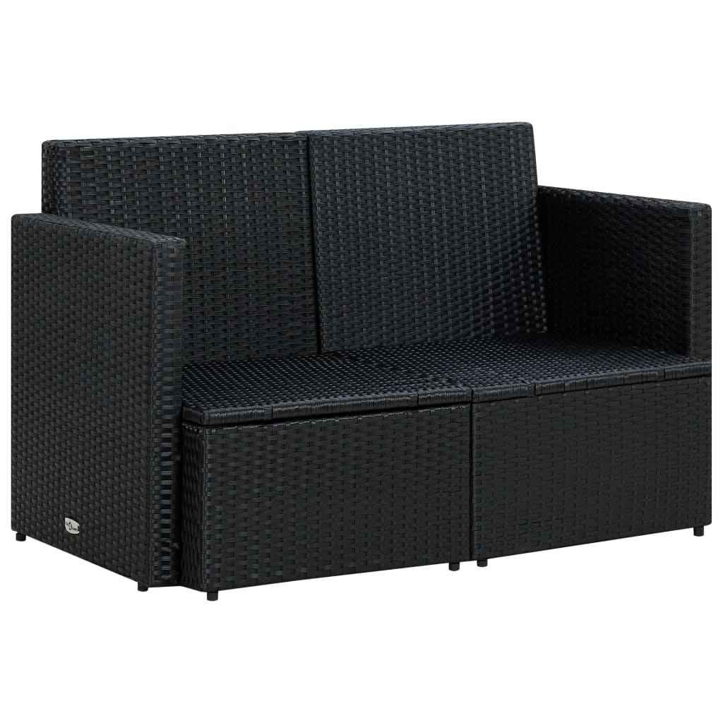 2-personers havesofa med hynder polyrattan sort - number 5.