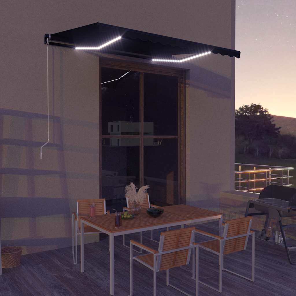 Awning with led light manual operation - anthracite grey, 350 x 250 cm, 1 - number 1.