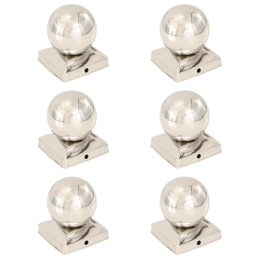 Globusformet stolpehætter 6 stk. 91x91 mm rustfrit stål - number 1.