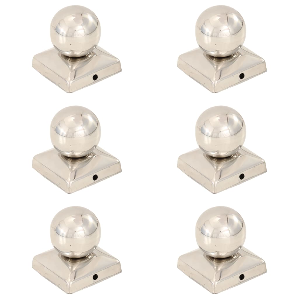 Globusformet stolpehætte 6 stk. 71x71 mm rustfrit stål - number 1.