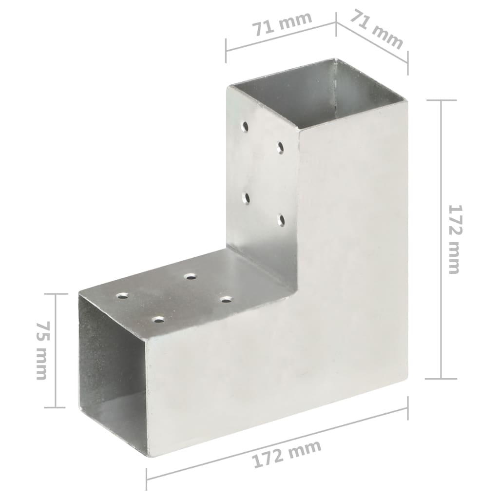 Stolpebeslag galvaniseret metal - 71 x 71 mm, 1, l-form - number 6.