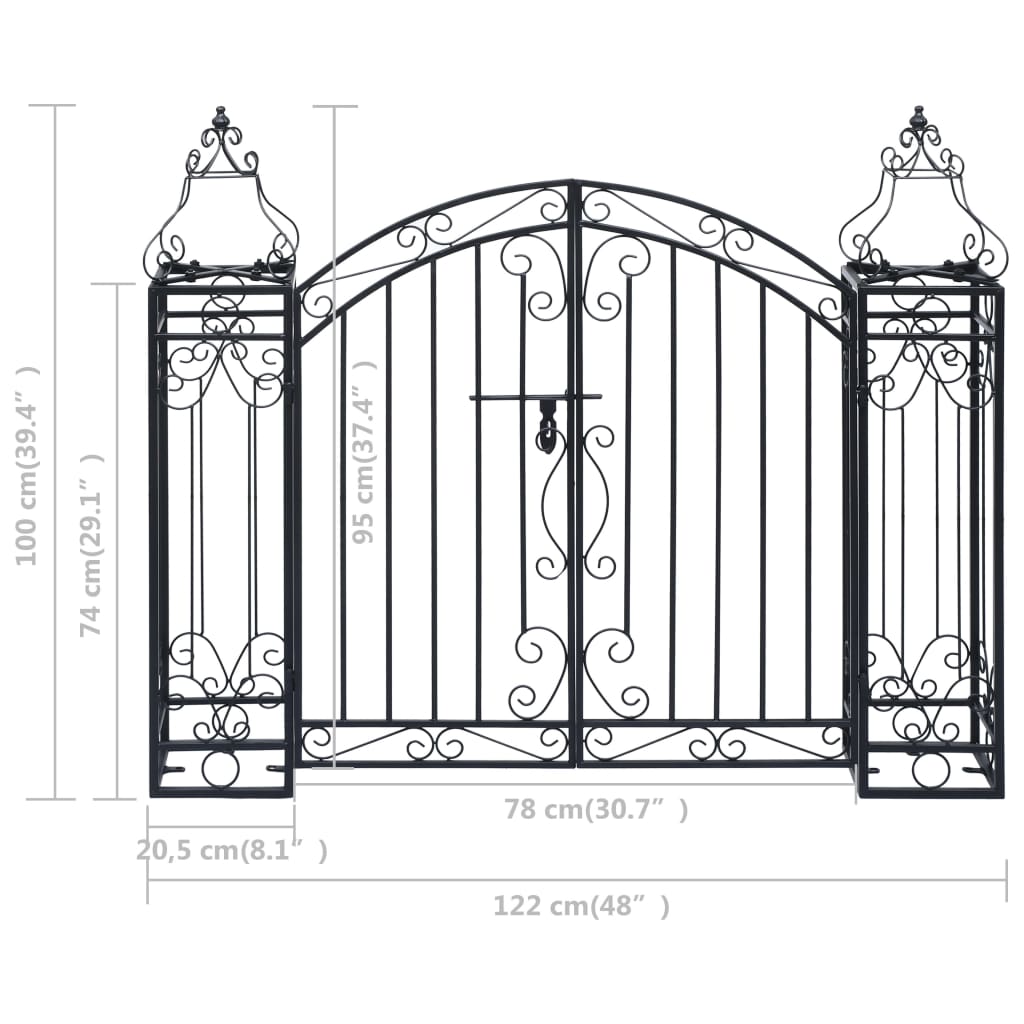 Decorative wrought iron garden gate 122x20.5x100 cm - number 6.