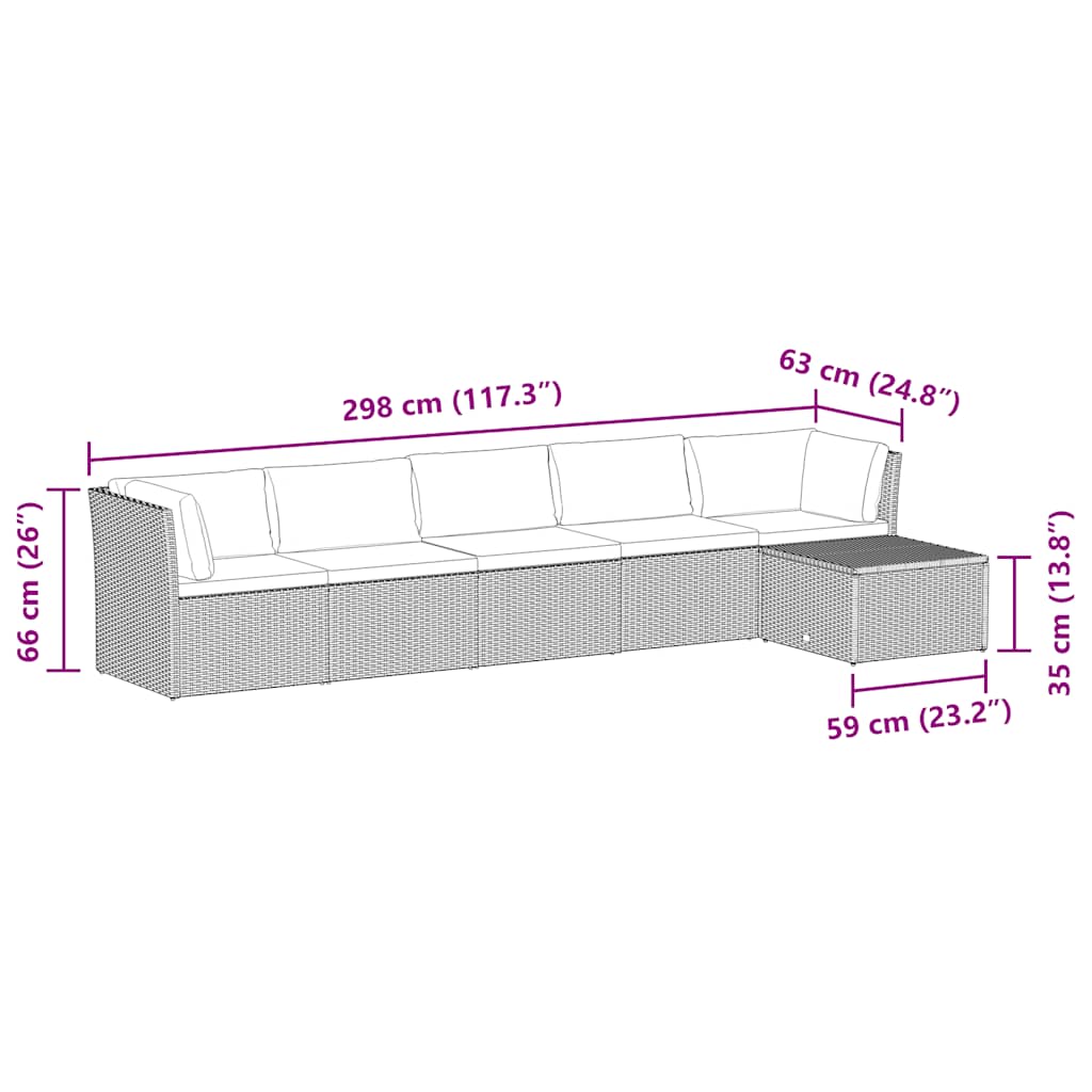 Hagesalongsett 4 deler med puter polyrattan sort - number 10.