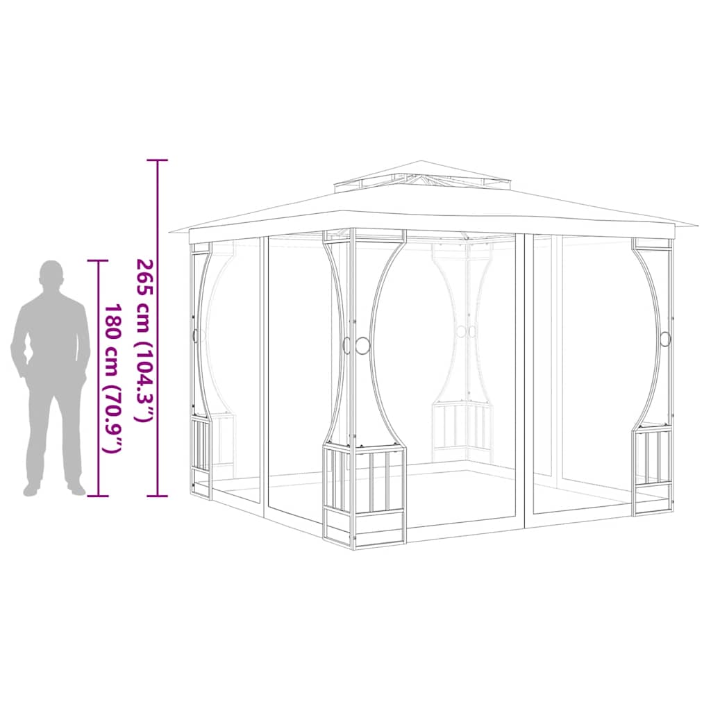 Paviljon s mrežom - antracit siva, 300 x 300 x 265 cm, 1 - number 5.