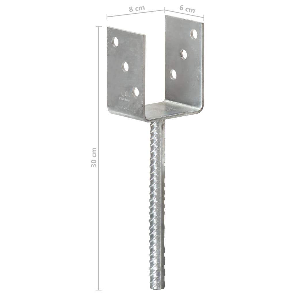 Hegnspløkker stk. galvaniseret stål sølvfarvet - 8 x 6 x 30 cm, 6 - number 7.