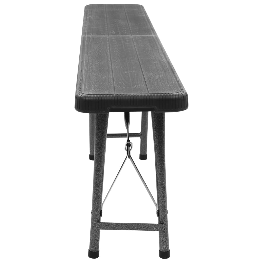 Foldbare havebænke 2 stk. 180 cm hdpe sort - number 5.