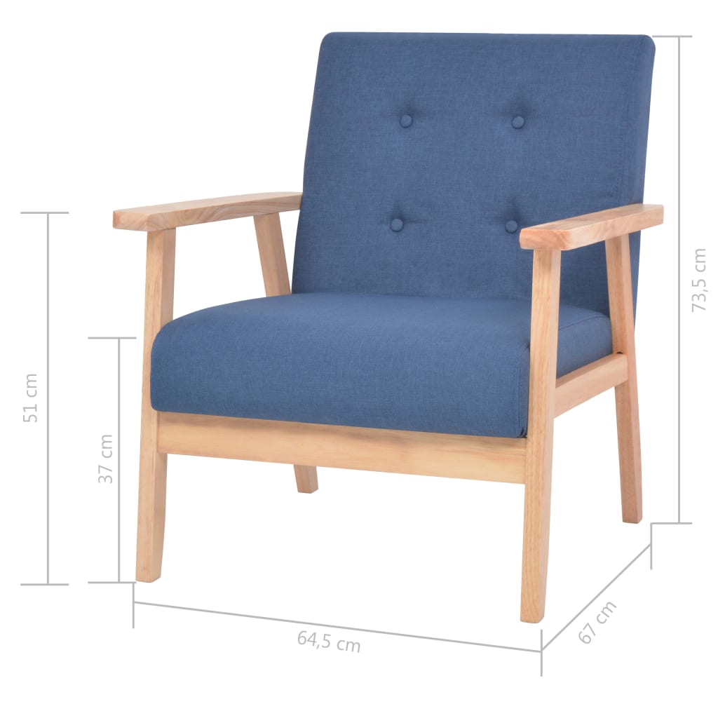 Sofasett i 3 deler stoffblått - number 12.